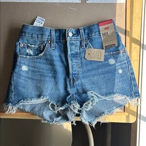 Levi's Blue Distressed Jean Shorts